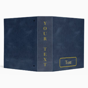 Blue Leather Gold Text and Frame Binder