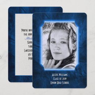 Blue Leather Graduation Invite