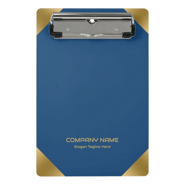 Blue leather image print with gold accents mini clipboard (Front)