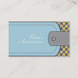 Blue leather look and pattern yellow modern business card
