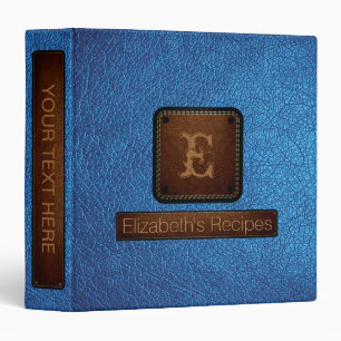 Blue Leather Look Brown Tag Binder