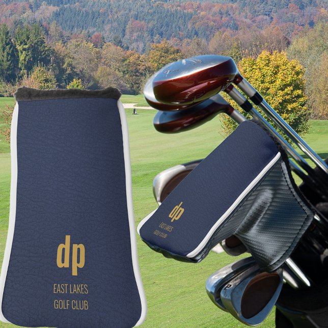 Blue Leather Look Monogram Custom Name Putter Golf Head Cover (Creator Uploaded)