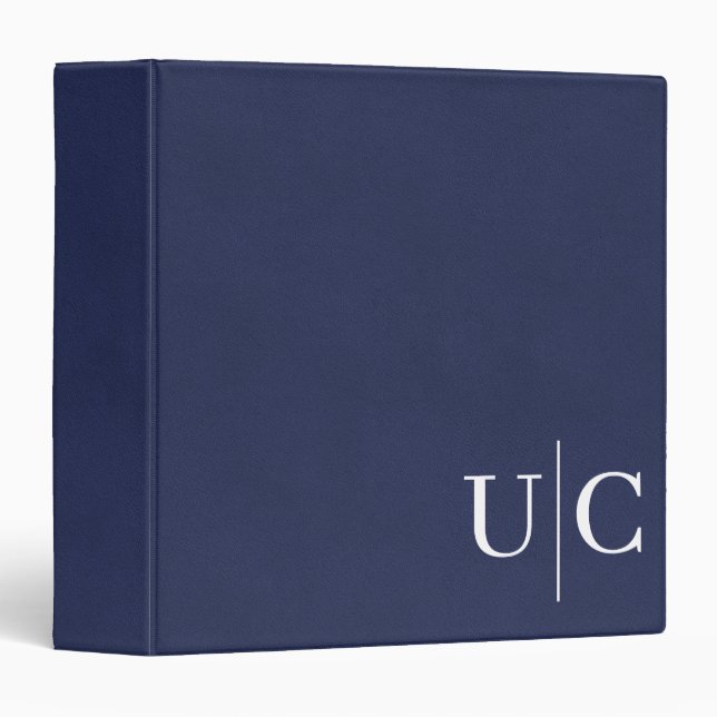 Blue Leather Pattern With Monogram Simple Look Binder (Front/Spine)