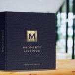 Blue Leather Print Gold Initial Logo Real Estate Binder<br><div class="desc">Designed for Real Estate Agents and Agencies. This binder is ideal for organizing your property listings.</div>