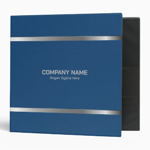 Blue Leather Silver Stripes Accents 3 Ring Binder
