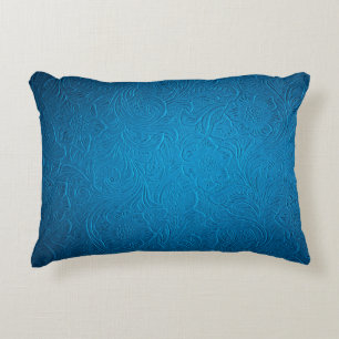 Blue leather texture accent pillow