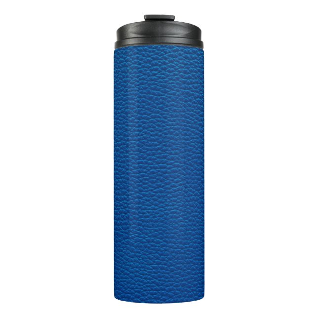 blue leather texture backgroundleather,blue,textur thermal tumbler (Front)