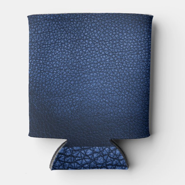 Blue Leather Texture: Closeup Background. Can Cooler (Front)