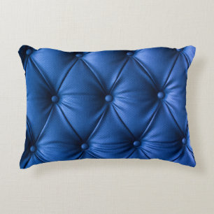 Blue Leather Texture: Luxurious Background Accent Pillow