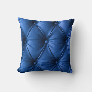 Blue Leather Texture: Luxurious Background Throw Pillow