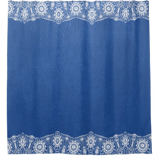 Blue Leather Texture White Lace Border (Front)