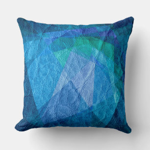 Blue Leather Throw Pillow