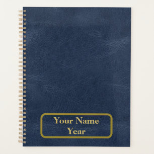 Blue Leather with Gold Frame Planner