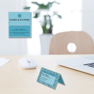 Blue Leaves Bilingual Folded Business Card