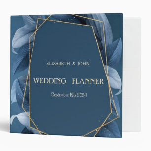 Blue Leaves Gold Frame Binder