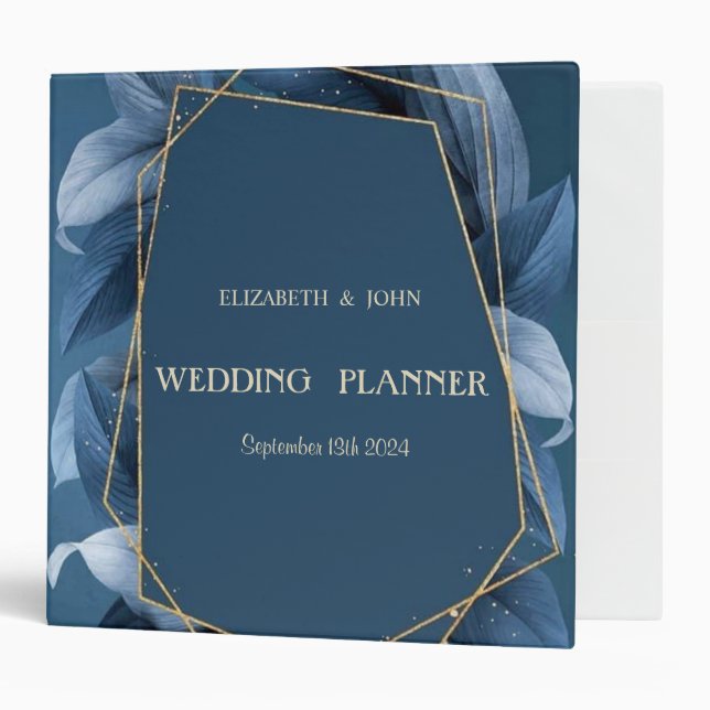 Blue Leaves Gold Frame Binder (Front/Inside)