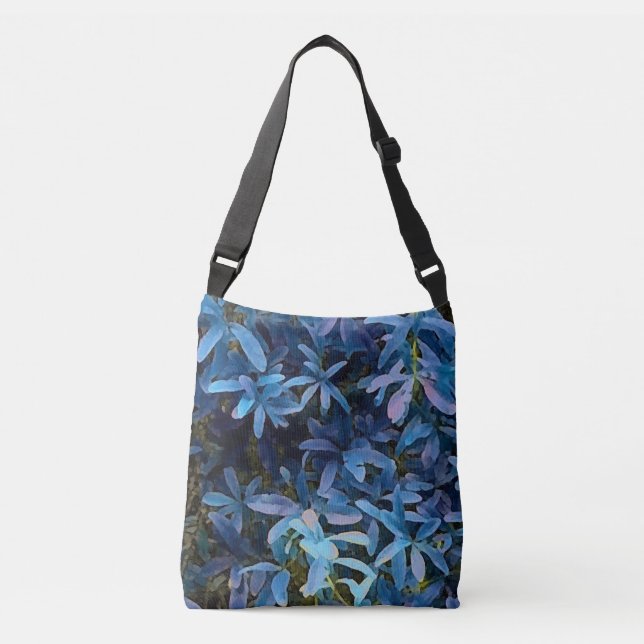 Blue Leaves Impression Crossbody Bag (Front)