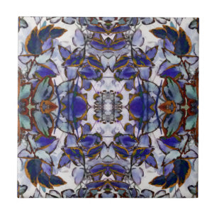 Blue Leaves Kaleidoscope Tile