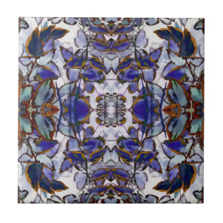 Blue Leaves Kaleidoscope Tile