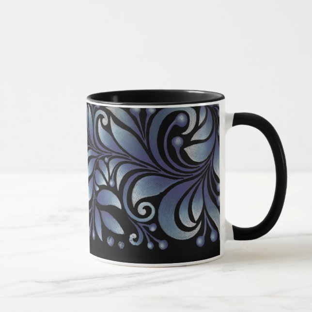 blue leaves mug (Right)