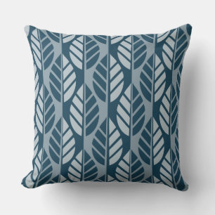 Blue Leaves Pattern Throw Pillow