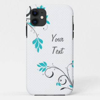 Blue Leaves - Personalize iPhone 11 Case