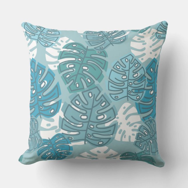 blue leaves pillow (Front)