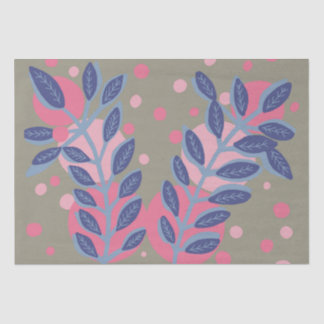 Blue leaves pink dots tissue paper