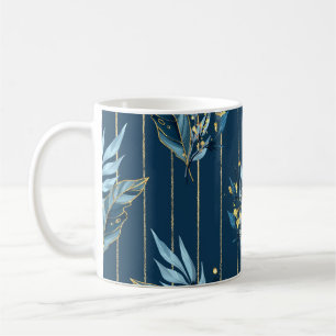 Blue Leaves Seamless Wrap Background Coffee Mug