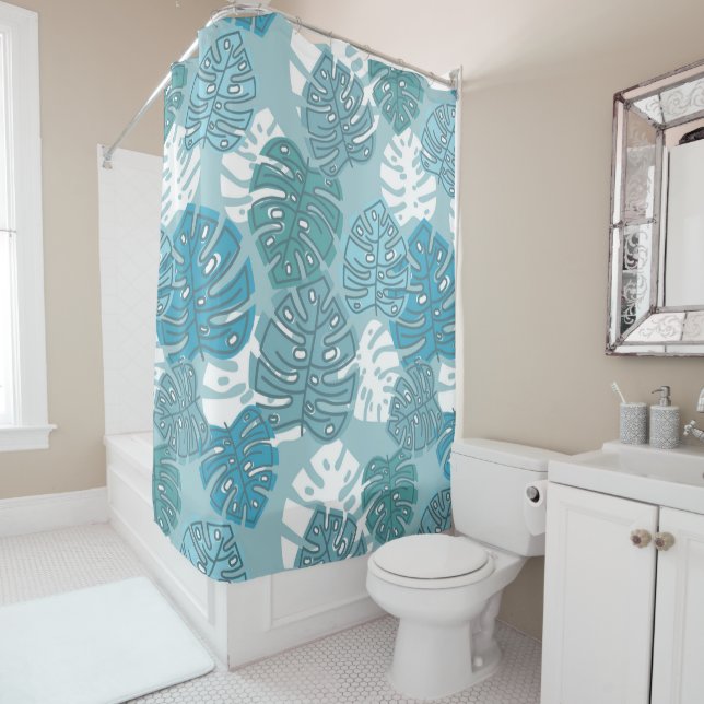 blue leaves shower curtain (In Situ)