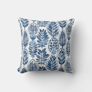 Blue Leaves Throw Pillow