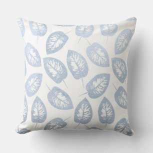 Blue Leaves Throw Pillow