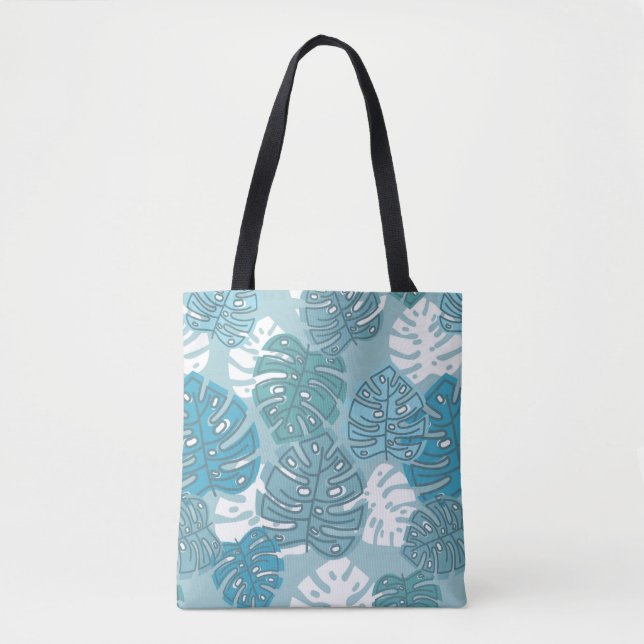 blue leaves tote bag (Front)
