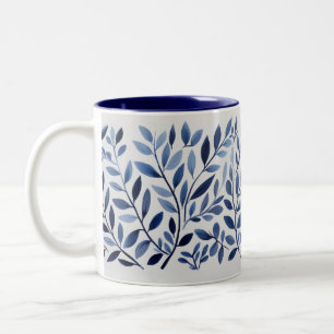 Blue Leaves Two-Tone Mug