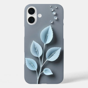 Blue Leaves with Dew iPhone Case