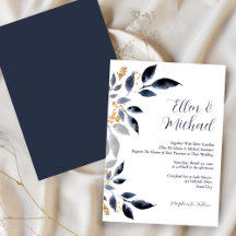 Blue Leaves with Gold Wedding
