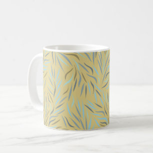 Blue Leaves Yellow Modern Pattern Coffee Mug