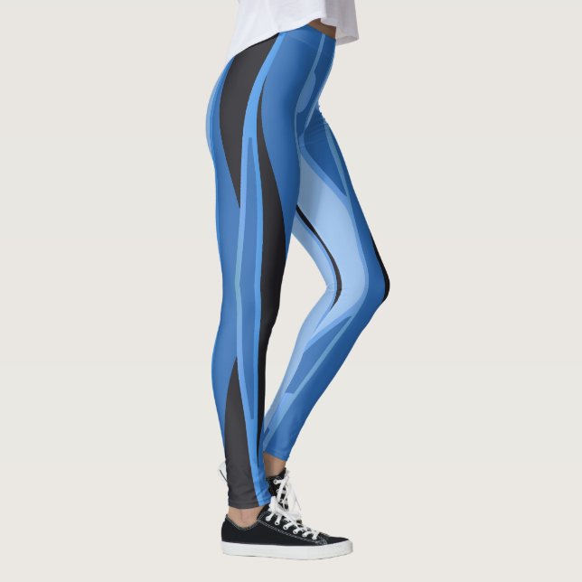 Blue Leggings With Wavy Black Stripes (Right)