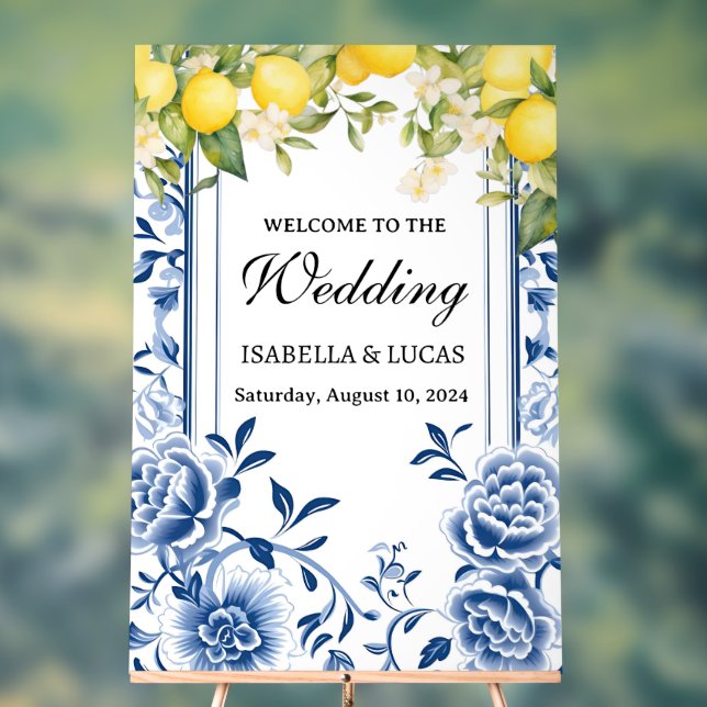 Blue Lemon Acrylic Wedding Sign (Neutral)