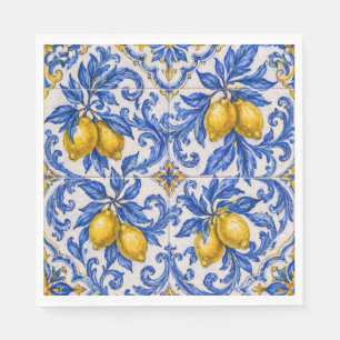 Blue Lemon Azulejo Tile Napkin
