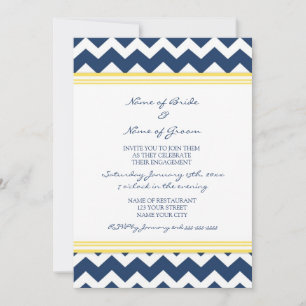 Blue Lemon Chevron Engagement Party Invitations