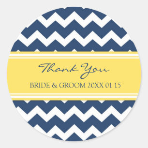 Blue Lemon Chevron Thank You Wedding Favour Tags