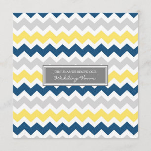 Blue Lemon Chevron Wedding Vow Renewal Invitation