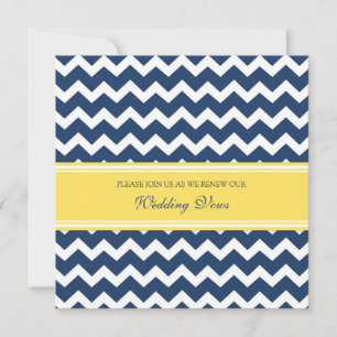 Blue Lemon Chevron Wedding Vow Renewal Invitations