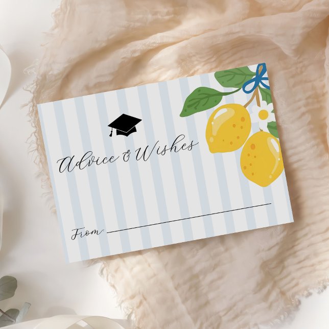 Blue Lemon Citrus Advice Graduation Enclosure Card (Creator Uploaded)