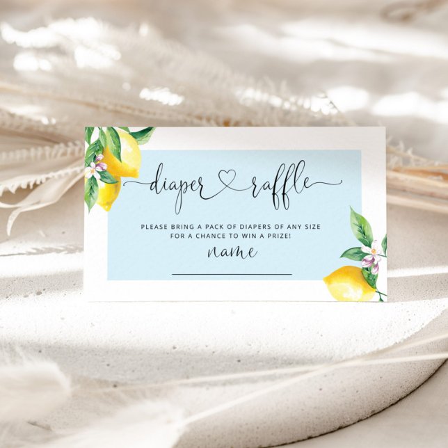 Blue lemon diaper raffle ticket enclosure card (Creator Uploaded)