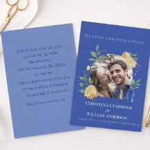 Blue Lemon Garden Wedding Invitation