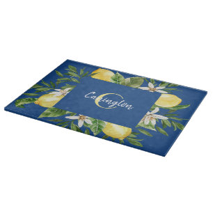Blue Lemon Mediterranean Monogram Cutting Board