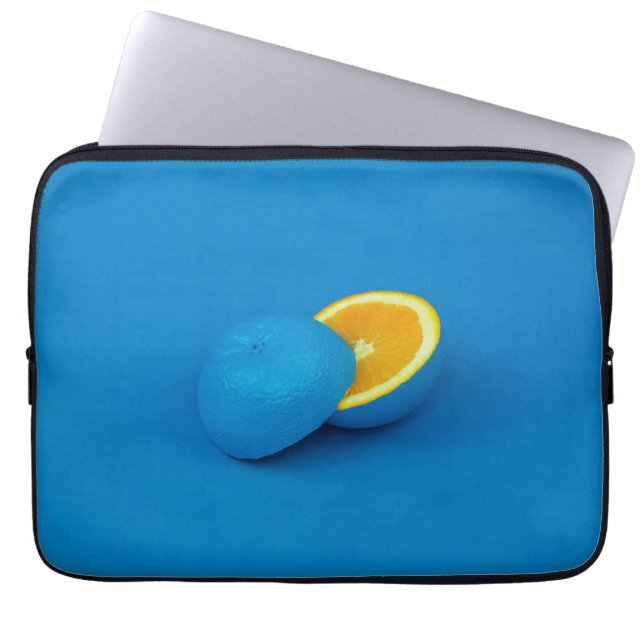 blue lemon sliced into two halves laptop sleeve (Front)