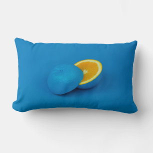 blue lemon sliced into two halves lumbar pillow